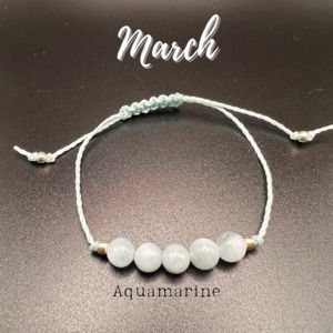 KC Gems Co. Natural Aquamarine Slide Bracelet - March Birthstone